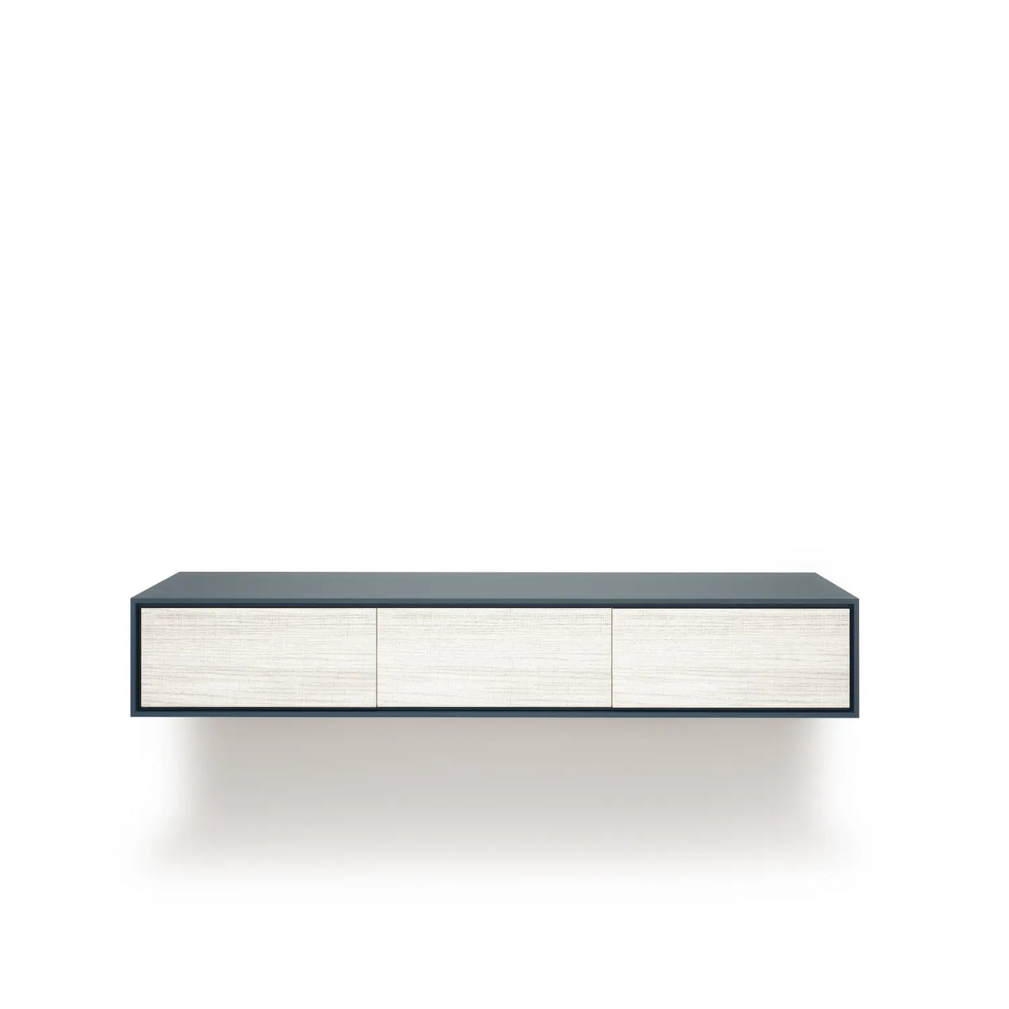 Design tv meubel - 135 cm - blauwgrijs / wit rough cut - 3 deuren