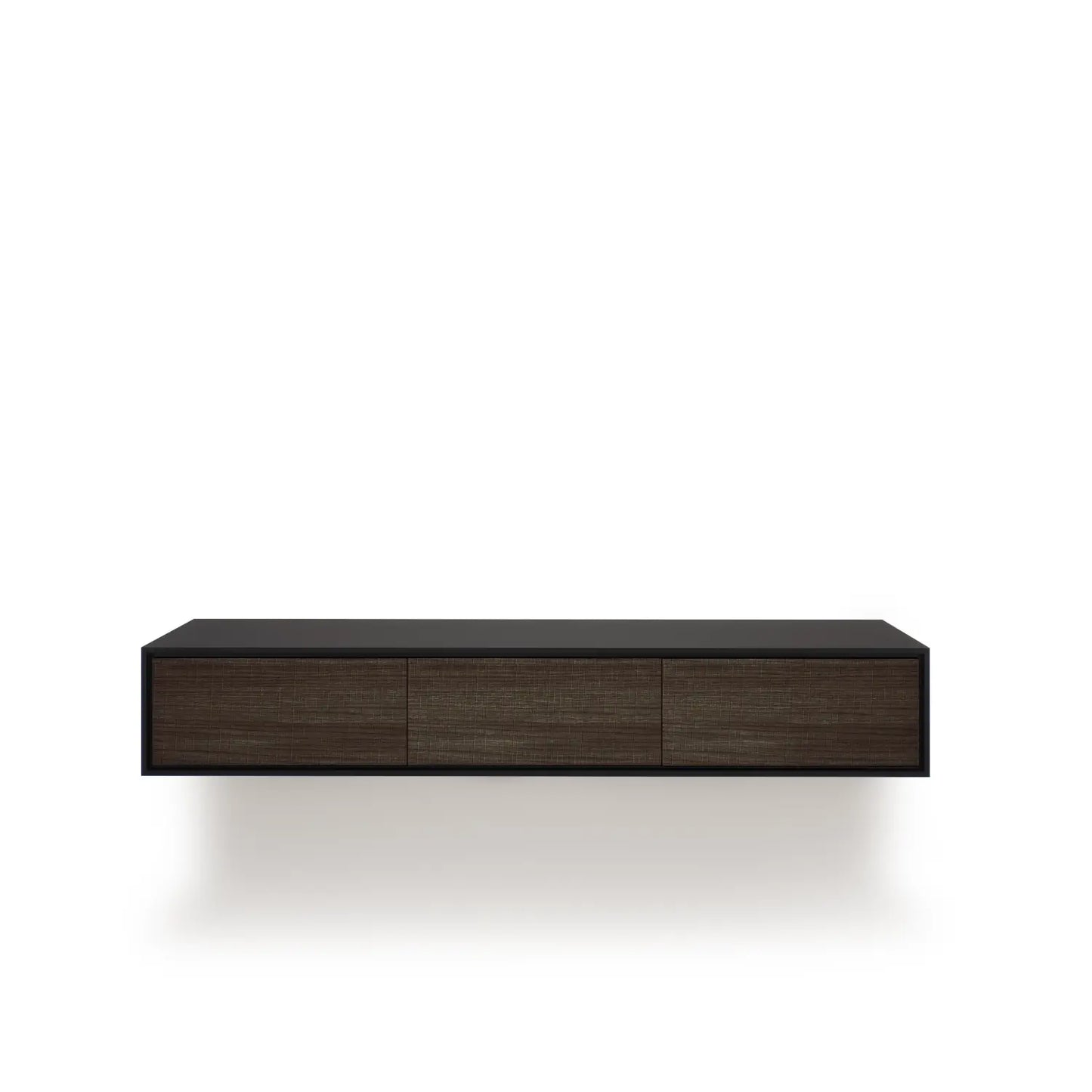 Design tv meubel - 135 cm - zwart / smoked hout rough cut - 3 deuren