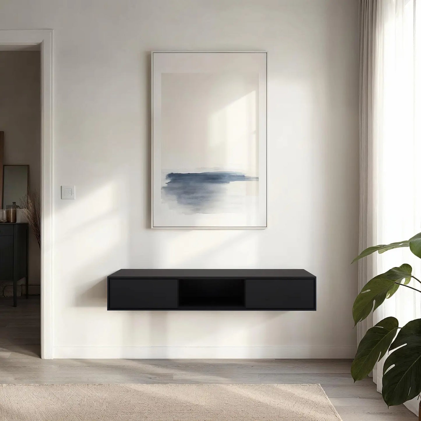 Design tv meubel - 135 cm - zwart - open vak