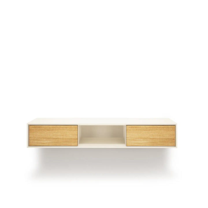 Design tv meubel - 135 cm -  wit / blank hout rough cut - open vak