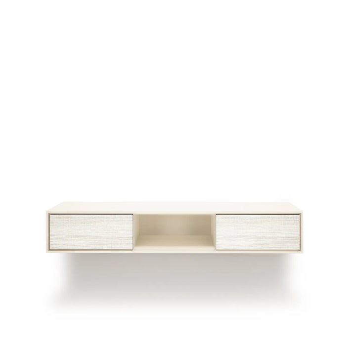 Design tv meubel - 135 cm -  wit / wit rough cut - open vak
