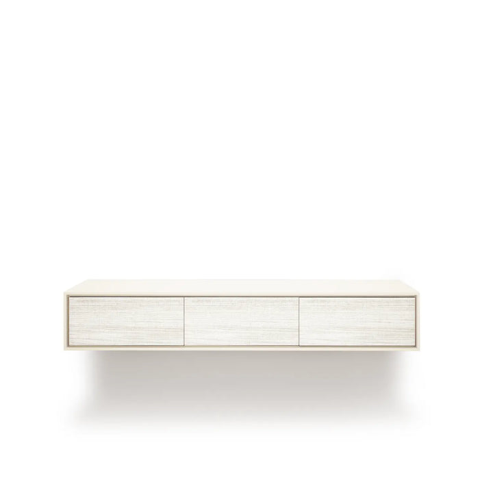 Design tv meubel - 135 cm -  wit / wit rough cut - 3 deuren