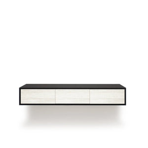 Design tv meubel - 135 cm - zwart / wit rough cut - 3 deuren