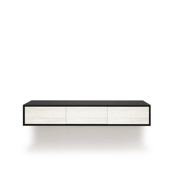 Design tv meubel - 135 cm - zwart / wit rough cut - 3 deuren