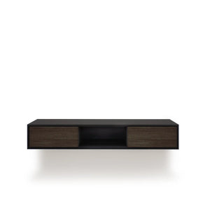 Design tv meubel - 135 cm - zwart / smoked hout rough cut - open vak