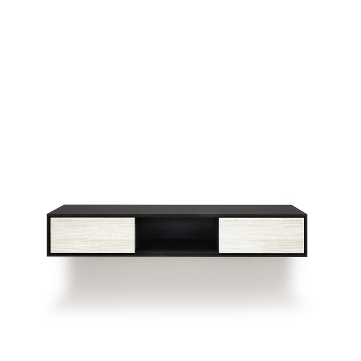 Design tv meubel - 135 cm - zwart / wit rough cut - open vak