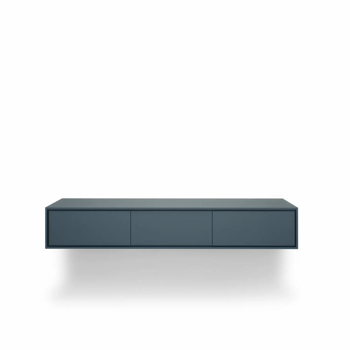 Design tv meubel - 135 cm - blauwgrijs - 3 deuren