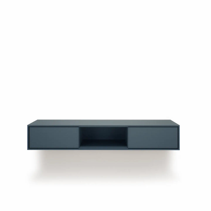 Design tv meubel - 135 cm - blauwgrijs - open vak