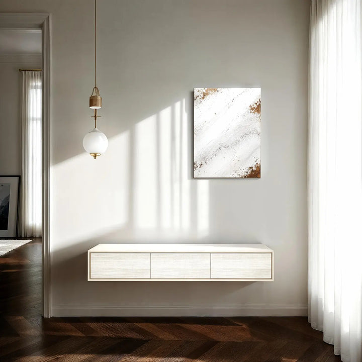 Design tv meubel - 135 cm -  wit / wit rough cut - 3 deuren