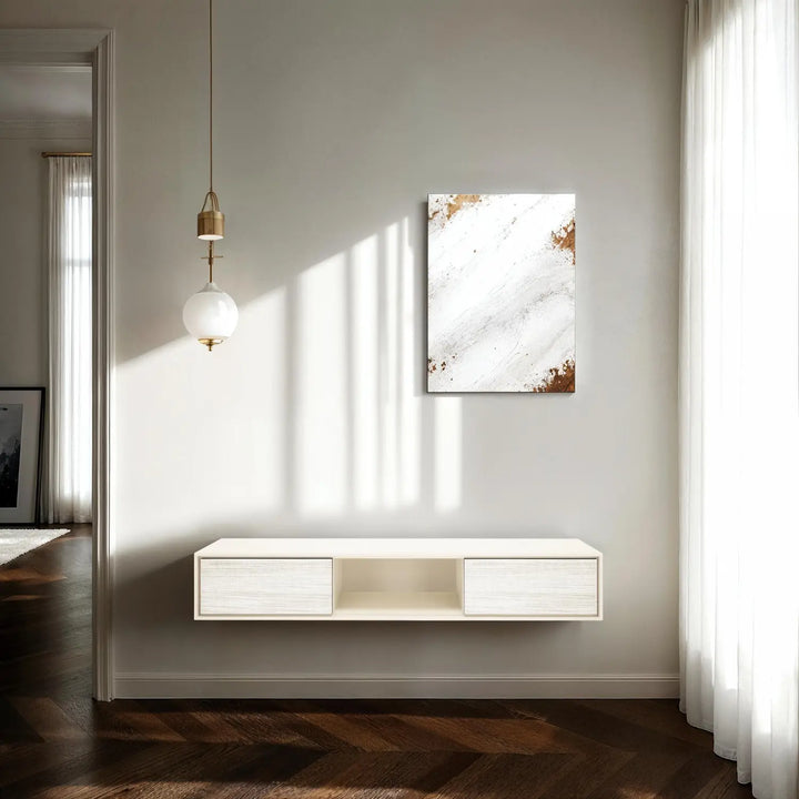 Design tv meubel - 135 cm -  wit / wit rough cut - open vak